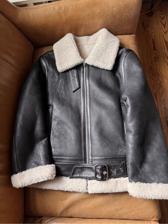 Banana Republic Jackets & Blazers - 🔥Banana Republic Black Leather Shearling Jacket with Cream Trim🔥